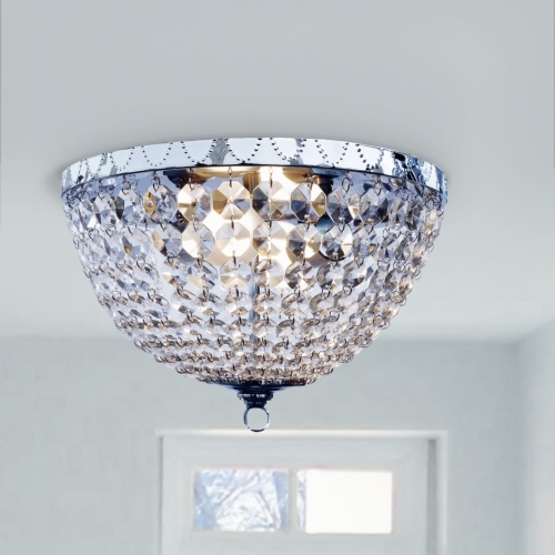 All The Rages FM1001-CHR Elegant Designs 2 Light Victoria Crystal Rain Drop Ceiling Light Flushmount Chrome