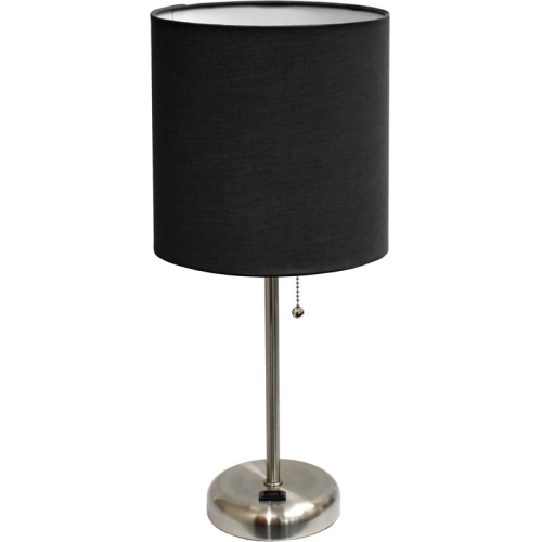 All The Rages LT2024-BLK Outlet and Fabric Shade with Charging LimeLights Stick Lamp Black