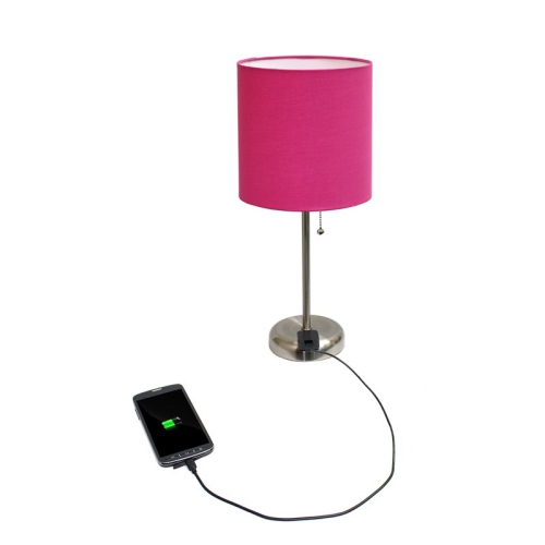 All The Rages LT2024-PNK Outlet & Fabric Shade with Charging LimeLights Stick Lamp Pink