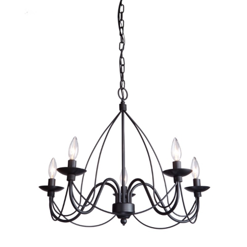 Artcraft Lighting AC1485EB Wrought Iron 19 in. x 24 in. 5 Light Chandelier - Black