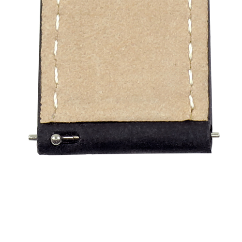 DASSARI L1 Bracelet en cuir italien vintage italien Courroie de déverrouillage rapide en noir w/ boucle noire mat