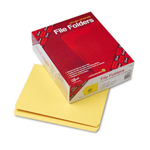 Smead File Folders Straight Cut Reinforced Top Tab Letter Yellow 100/Box 12910 