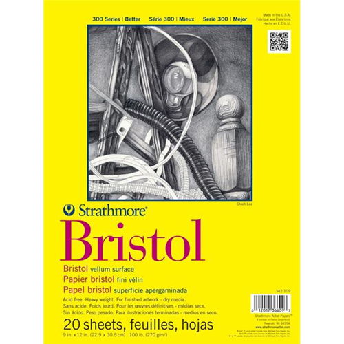 Strathmore ST342-119 19 in. x 24 in. Vellum 300 Series Tape Bound Bristol Paper - 20 Sheets