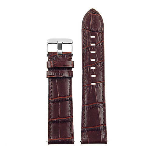DASSARI L3 Croc Embossed Leather Smartwatch Strap 22mm Band with Quick Release Pins in Brown