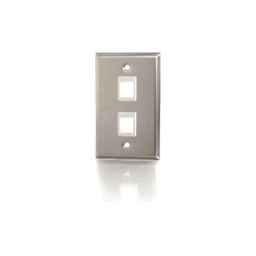 C2G 2-Port Single Gang Multimedia Keystone Wall Plate - Stainless Steel