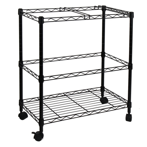 Oceanstar 2MRC1507 Portable 2-Tier Metal Rolling File Cart Black