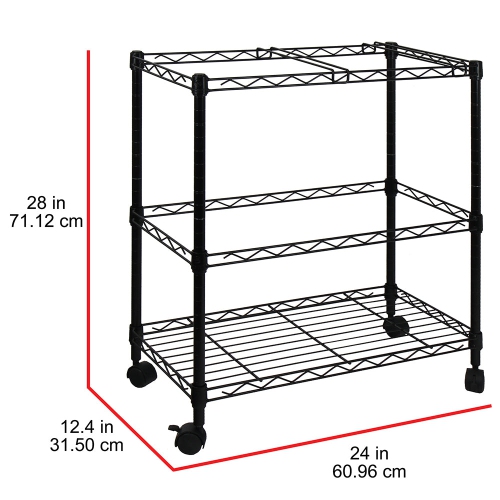 Oceanstar 2MRC1507 Portable 2-Tier Metal Rolling File Cart Black