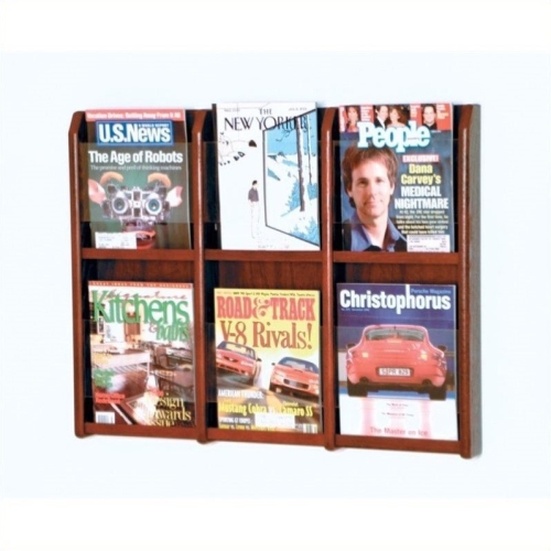 Wooden Mallet 6 Magazine wall Rack in Mahogany