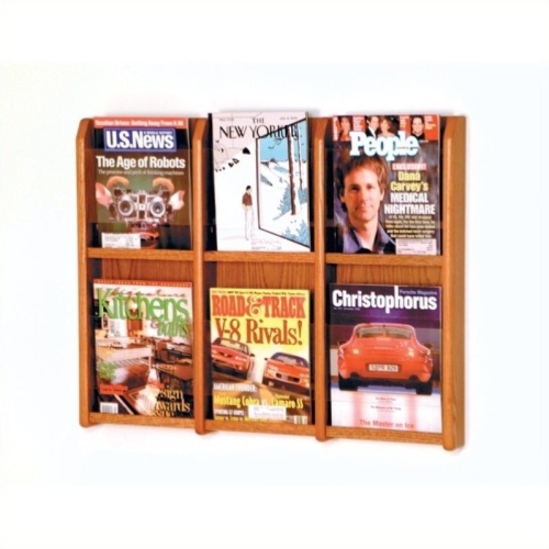 Wooden Mallet 6 Magazine wall Rack in Medium Oak