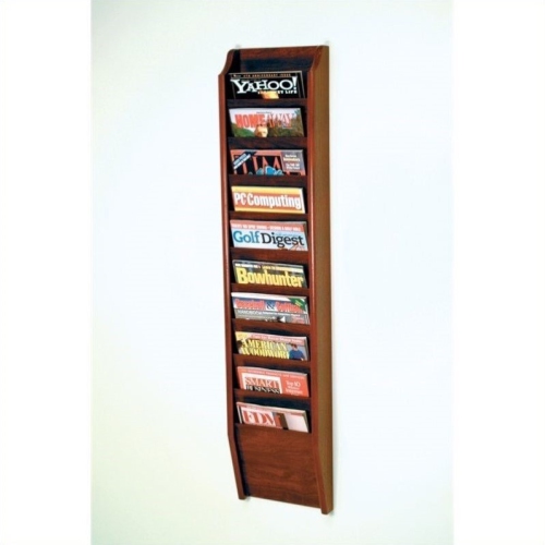 Wooden Mallet 10 Pocket Magazine wall Rack in Mahogany