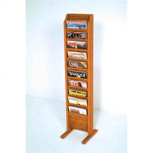 Wooden Mallet Free Standing 10 Pocket Magazine Rack in Medium Oak