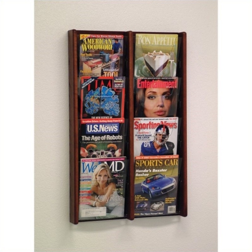 Wooden Mallet 8 Pocket Acrylic and Oak Literature Display in Mahogany