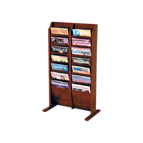 Wooden Mallet 14 Pocket Magazine Rack in Mahogany