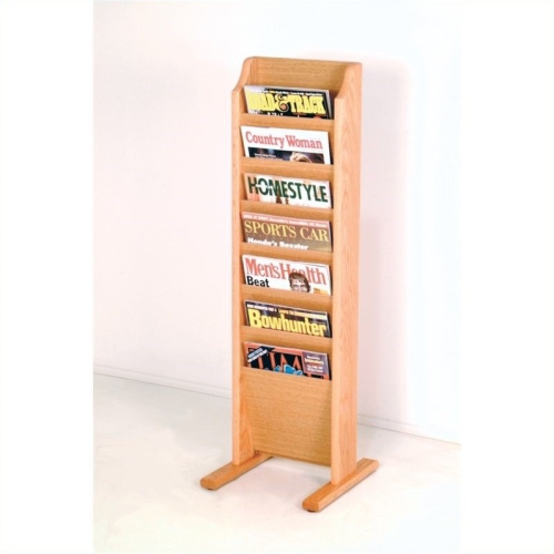 Wooden Mallet Free Standing 7 Pocket Magazine Rack in Light Oak
