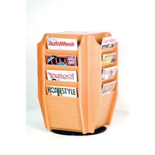 Wooden Mallet Countertop 16 Magazine Rotating Display in Light Oak