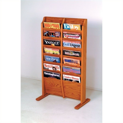 Wooden Mallet 14 Pocket Magazine Rack in Medium Oak