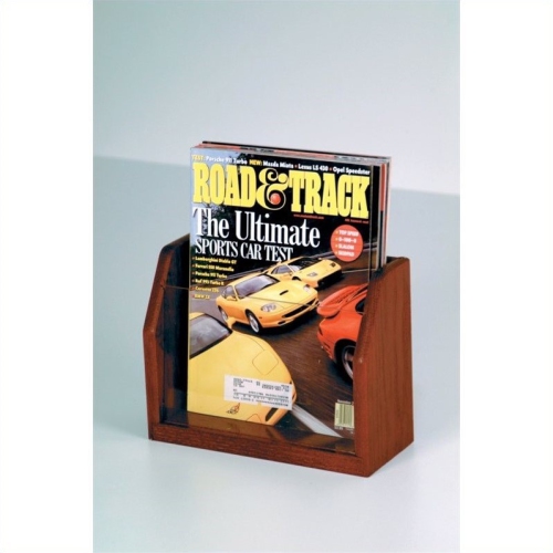 Oak Countertop 1 Pocket Magazine Display in Mahogany