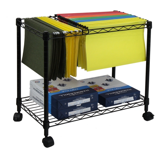 Oceanstar 1MRC1491 Portable 1-Tier Metal Rolling File Cart Black�