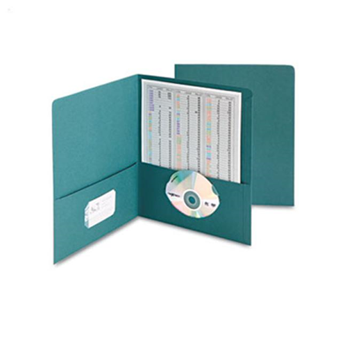 Embossed Leather Grain Paper 25//Box Twin-Pocket Folder Teal