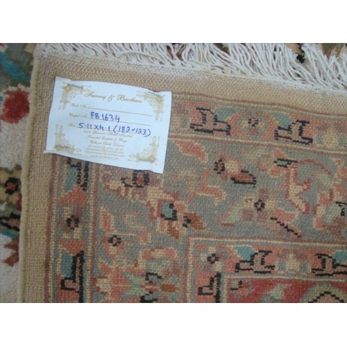 Chiraag Bunch Ivory Medallion Floral Rectangle Area Rug Hand Knotted Wool Silk Carpet'