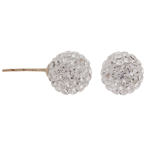 Crystal Ball Stud Earrings in 10K White Gold with Cubic Zirconia