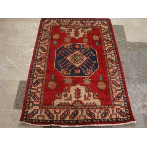 AHMEDANI  Super Kazak Caucasion Geometric Area Rug Hand Knotted Vegetable Dyed Ghazni Wool Carpet (4.9 X 3.3)'