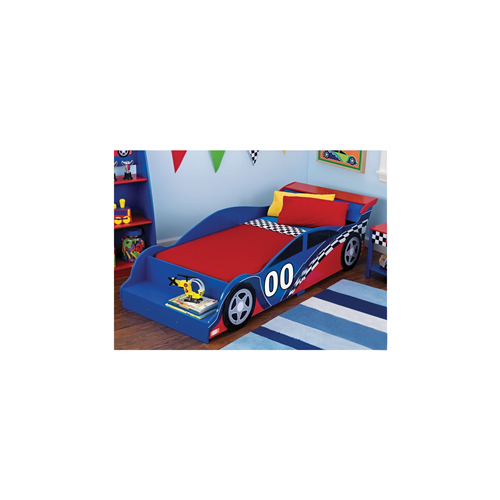 Lit traditionnel pour jeune enfant Racecar de KidKraft - jeune enfant/lit de bébé - Bleu; Rouge