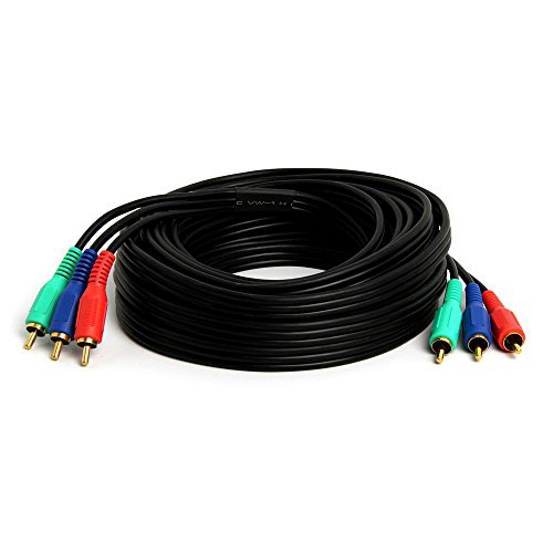 Cmple - 3 RCA Cable 12ft RGB Component Audio Video RCA Cables Male to Male A/V Cable For HDTV, Satellite, Home Theater - Black