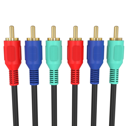Cmple - 3 RCA Cable 12ft RGB Component Audio Video RCA Cables Male to Male A/V Cable For HDTV, Satellite, Home Theater - Black