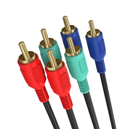 Cmple - 3 RCA Cable 6ft RGB Component Audio Video RCA Cables Male to Male A/V Cable For HDTV, Satellite, Home Theater - Black