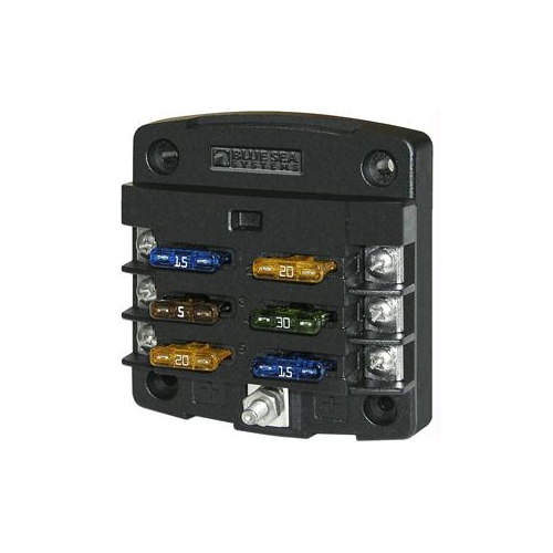 Blue Sea 5033 ST Blade Fuse Block w/out Cover - 6 Circuit w/out Negative Bus