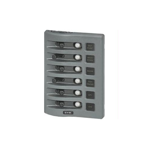 Blue Sea 4376 WeatherDeck Water Resistant Circuit Breaker Panel - 6 Position - Gray