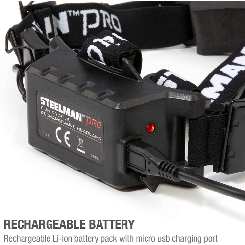 Steelman 78834 Slim Profile Rechargeable Headlamp