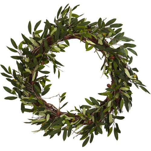 NEARLY NATURAL  20" Olive Wreath Filled With Beautiful Lush Leaves In In Green