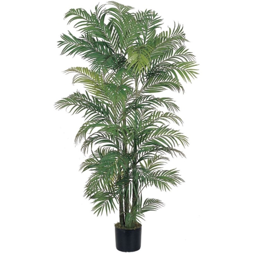 NEARLY NATURAL  72" Areca Silk Palm Tree With 1464 Leaves In Green/black