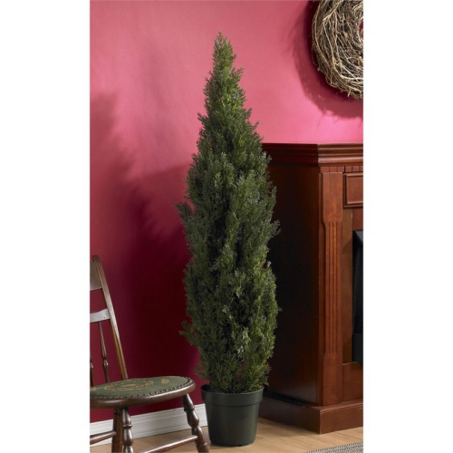 Nearly Natural Indoor/Outdoor 60" Mini Cedar Pine Tree in Green/Black
