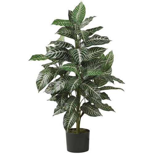 Plante en soie zébré de 36 po avec rayures blanches et à broches vertes/noires, presque naturelle