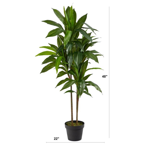 Nearly Natural 43" Dracaena Silk Plant Real Touch in Green/Black