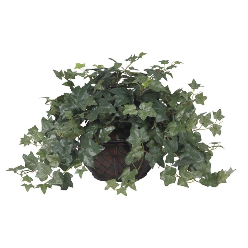 NEARLY NATURAL  18" Tall Puff Ivy With Vase Silk Plant In Green/brown