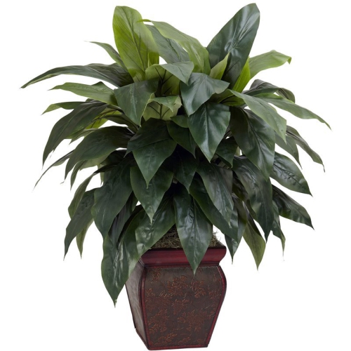 NEARLY NATURAL  Cordyline With Decorative Vase Silk Plant In Green/brown