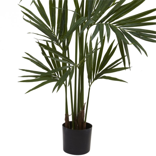 Nearly Natural 84" Kentia Palm Silk Tree with 230 Palm Leaves in Green/Black