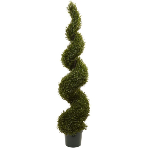 NEARLY NATURAL  Indoor/outdoor 72" Rosemary Spiral Tree In Green/black