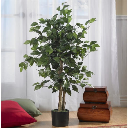 Nearly Natural 36" Ficus Silk Tree with Incredible 378 Leaves in Green/Black