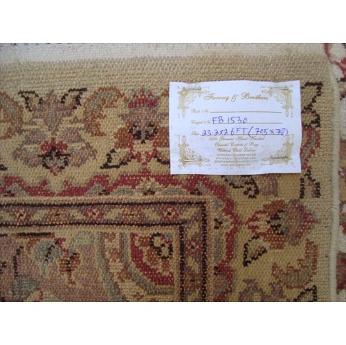 Rare Beige Amazed Floral Soft Hand Knotted Carpet Hall Way Runner Rug'