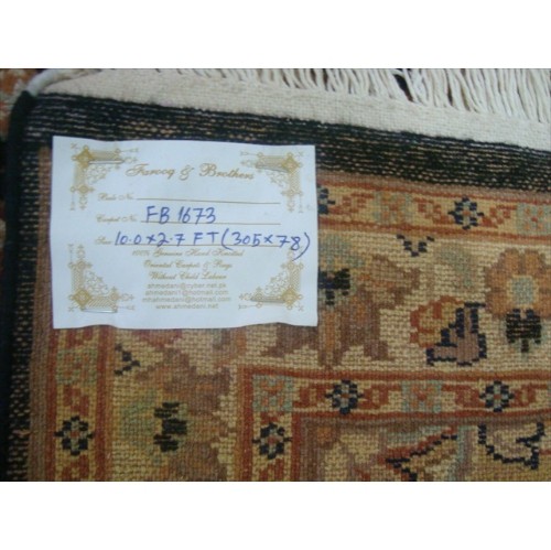 Rare Hot Black Flowers Lively Soft Hand Knotted Carpet Hall Way Runner Rug'