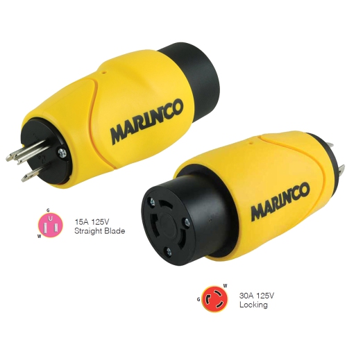 MARINCO  S15-30 Straight Adapter 15Amp Straight Male to 30Amp Locking Female Connector