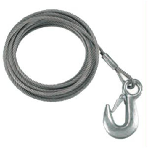 Fulton WC750 0100 7/32 x 50 Galvanized Winch Cable and Hook - 5 600 lb. Breaking Strength