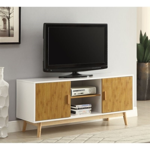 CONVENIENCE CONCEPTS  Oslo Tv Stand In And Bamboo Wood Finish In White