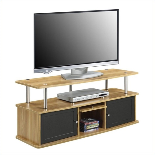 Designs2Go 47" TV Stand with Three Cabinets in Off White Light Oak Wood Finish