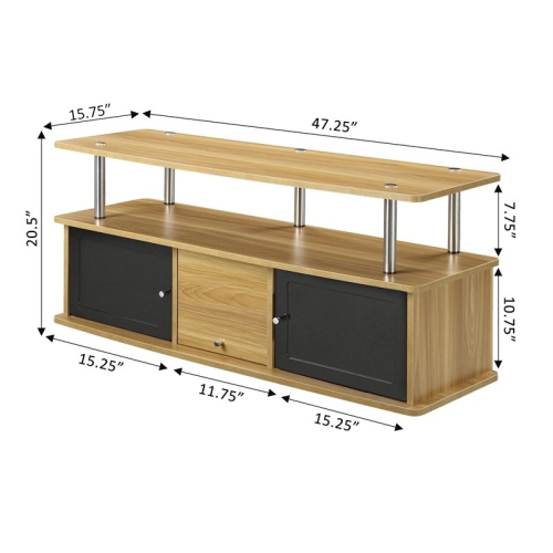 Designs2Go 47" TV Stand with Three Cabinets in Off White Light Oak Wood Finish